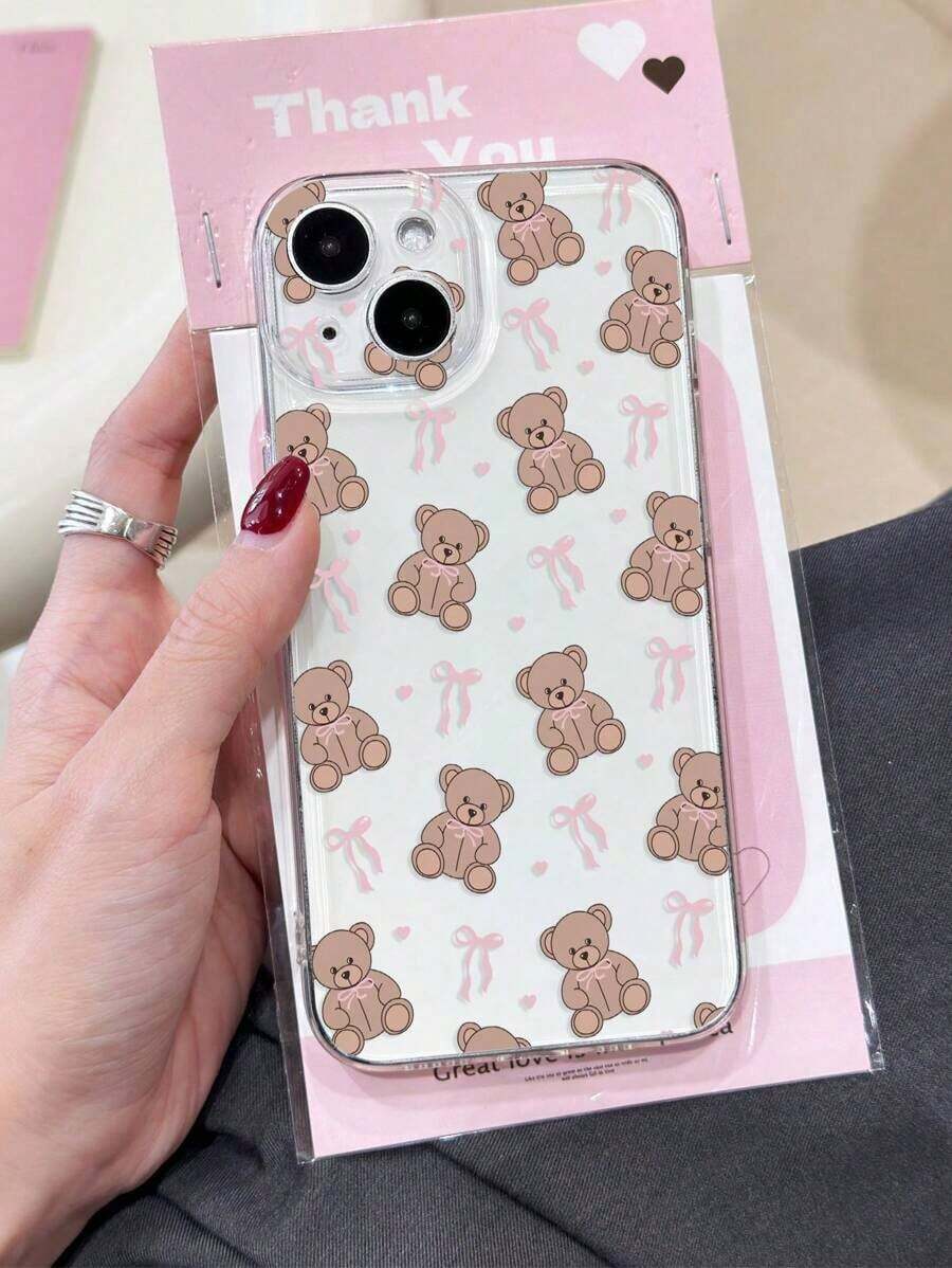1個入り かわいい女のサブとクマの柄 ソフト透明スマホケース  11 12 13 14 15 Pro Maxを使う 防水 耐衝撃性 落下に強い 傷つきにくい 春のギフト - マルチカラー2 - チェックする 1