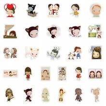 54 Pieces Cartoon Illustration Big-Head Doll Stickers - Hand-Drawn Kids Waterproof Decals For Phones & Skateboards - 54PCS - View 12