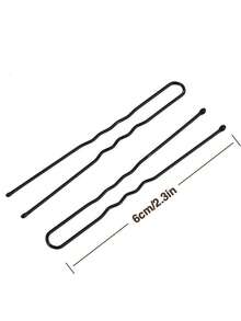100pcs Women's Simple Fashion Street Casual Cute Elegant Convenient Alloy 2.36inBlack Metal U-Shaped Hairpin Suitable For Women's Daily Commuting Vacation Updo Hair Decoration Bathing Sports Wearing Use Hair Clip Hair Bun Maker Hairpin Hair Stick,Summer,Holiday,Travel, Head Accessories, Claw Clips - Black - View 6