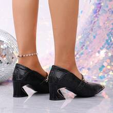 2026 Women's New High Heel Sandals, Pure Metal Buckle, All Season - Black - View 7