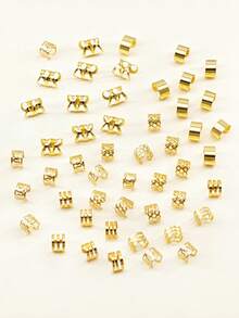 50pcs Alloy Hair Braiding Mixed Set, Dreamy Hair Accessories, Metal Hair Rings And Clips Suitable For Dreamy Hair Decoration (Box Not Included) - Gold - View 3