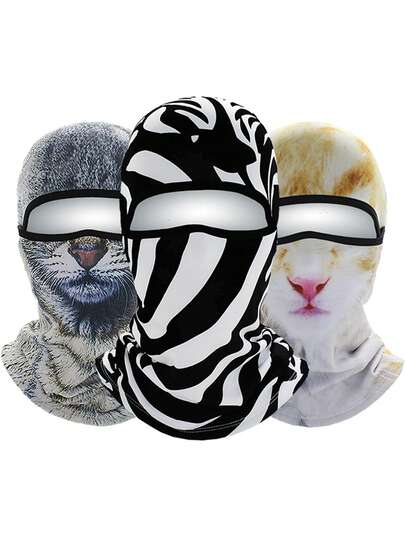 1 3D Animal Pattern Face Mask And Head Cover For Outdoor Fun Water Sports Hat, Summer Cycling Head Cover, Animal Head Cover (Cat, Dog) Suitable For Daily Use, Travel, Hiking, Skiing, And Hot Summer Days
