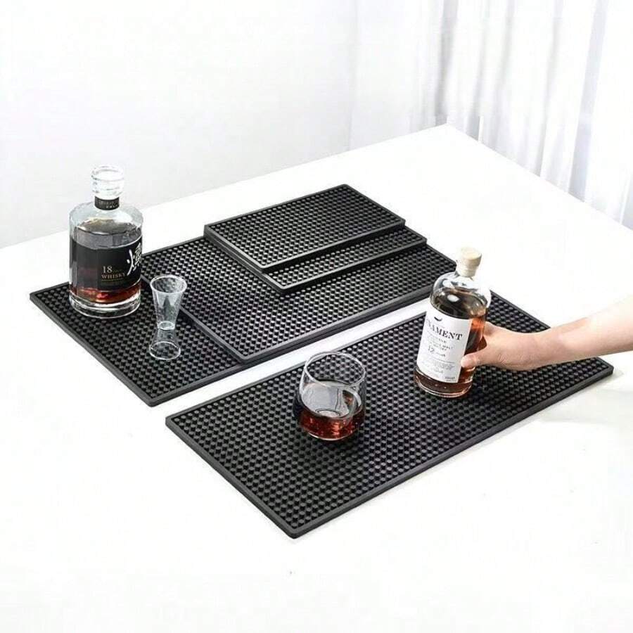 1 buah Alas Pengeringan Bar Lipat, Bantalan Isolasi Panas Silikon Lembut, Alas Gelas Bahan PVC, Cocok Untuk Pengeringan Meja Bar atau Kedai Teh Susu, Dapat Digunakan Sebagai Alas Isolasi Panas dan Pengontrol Air - Hitam - View 1