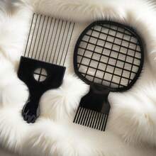 Bộ lược chải tóc xoắn 2 trong 1 cải tiến gồm lược mút xốp và lược kim loại, phù hợp cho nam và nữ có tóc xoăn, lược chải tóc kiểu châu Phi (2 món) - Nhiều màu - Xem 7