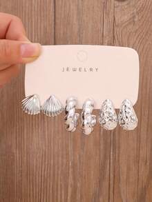 3/9 paires de boucles d'oreilles en résine argent bohème pour femmes, boucles d'oreilles créoles en forme de larme avec étoile de mer et coquillage. Bijoux pour porter au quotidien, en vacances d'été. Cadeau d'anniversaire pour maman, petite amie et amies - Argent - Voir 8