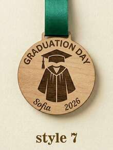 Personalised Laser Engraved Medals For Every Event,Personalized Engraved Graduation Medallion,Custom Name Year Award,Graduation Ribbon Included,Natural Wood Material,High Precision Laser Engraving,Durable Satin Ribbon,Minimalist Vintage Style,Reusable,High School Graduate,College Graduate,Graduate Student - Multicolor - View 17