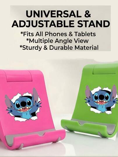 Disney Giá đỡ điện thoại hình Stitch dễ thương, giá đỡ trang trí bàn làm việc, giá đỡ cần thiết cho người hay ngồi gập người, giá đỡ điện thoại di động có thể gập lại, chất liệu ABS bền, giá đỡ để bàn, phù hợp với điện thoại thông minh và máy tính bảng, dễ dàng cất giữ và mang theo.