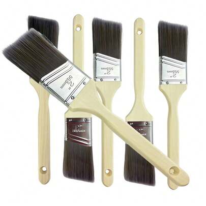 1pc 2-Inch Angled Decorative Paint Brush, Suitable For Walls, Window Frames, Baseboards, Furniture, Stairs And Railings, Easy To Clean Soft Bristles