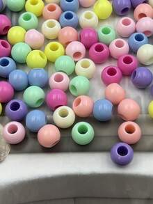 50pcs Large Hole Solid Color Acrylic Beads - DIY Round Beads Suitable For Bracelets, Necklaces, Phone Straps, Pendants, Tassels, Dreamcatchers, Jewelry Making - Color Mixing - View 3