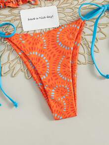 Bộ đồ bơi nữ mới năm 2026, thiết kế buộc dây thanh lịch và gợi cảm, bikini chấm bi phong cách Bohemian, áo ngực tam giác, quần buộc dây bên hông, thích hợp cho mùa xuân và mùa hè đi biển, hồ bơi, du thuyền và dự tiệc. - Màu Cam cháy - Xem 4