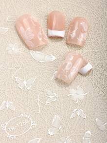 2 miếng dán móng tay hình hoa bướm trắng mùa xuân/hè, decal trang trí móng tay dễ thương, tươi mới dành cho nữ tự làm tại nhà. - Nhiều màu - Xem 3