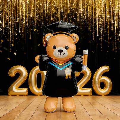 130cm Super Large Standing Trophy Graduation Bear Balloon, 2026 Graduation Decor