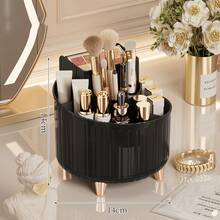 Rotating Makeup Brush Holder, Slanted Desktop Cosmetic Organizer, Office Stationery Storage Box - Multicolor - View 12