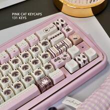 Pink Cat Cute Keycaps, High-Quality DIY 5-Sided Sublimation, Fit Mechanical Keyboard, Keycaps Only (Not Full Keyboard) - View 3