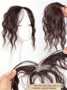 Wig Poni Sintetis Wanita, Wig Topper, Rambut Simulasi Alami, Rambut Wol Bergelombang, Rambut Keriting, Rambut Janin, Poni Tipis - MultiWarna - View 2