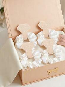10 piezas Scrunchies de pelo de seda, accesorios para el cabello, regalo de propuesta de dama de honor, Scrunchies de seda blanca, lazos de seda para el cabello, adecuados para recuerdos de fiesta, accesorios para el cabello de boda, diseño no dañino, relleno de caja de regalo romántica, adecuado para fiesta de soltera, recuerdos de novia DIY, recuerdos de fiesta de graduación, suministros para fiestas de boda, fiesta de cumpleaños - Satén blanco lechoso - Ver 3