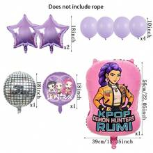 Purple Flower Bouquet Disco Cool Girl Children's Birthday Party Decorations Ball Number Balloon Set, Baby Shower Party Supplies, Gift, Toy - Balloon Set - View 12