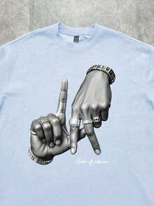 Manfinity Herr Rund Halsad Bokstavstryck Avslappnad Mångsidig Vardagskläder Kortärmad T-shirt Sommarkläder - Vitt - Visa 8