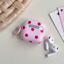 Ốp tai nghe Bluetooth họa tiết chấm bi tối giản, ốp tai nghe thiết kế chấm bi tối giản kèm móc treo, phù hợp với AirPodsPro, tương thích với Apple AirPodsPro3/Pro2/Pro/4/3/2, dễ thương và đa năng. - Hồng - Xem 5