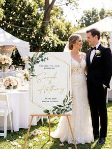 1pc - Personalized Wedding Poster, Wedding Party Signage, Boho Style Wedding Poster, Includes Elegant Wedding Celebration Welcome Sign With Names, Wedding Celebration Welcome Sign With Photo, Wedding Party Welcome Board, Customizable Wedding Party Welcome Sign Template - Multicolor - View 5