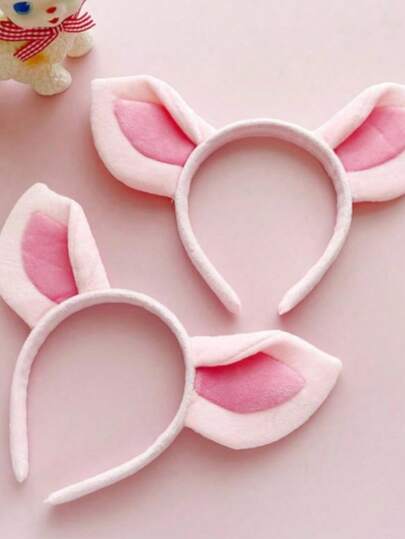1件/2件套可爱粉色小猪耳朵发箍，萌萌卡通动物耳朵发夹发饰