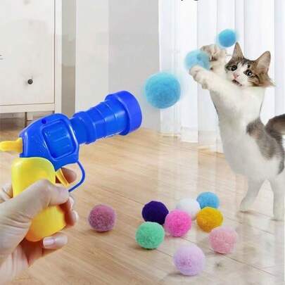 Bộ đồ chơi phóng tương tác cho mèo, bao gồm 1 máy phóng và 20/50 quả bóng nhồi bông, thích hợp cho mèo nuôi trong nhà, một món đồ chơi thể thao giúp tăng cường tình yêu và sự tin tưởng giữa chủ và mèo, màu ngẫu nhiên.