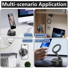 Giá đỡ điện thoại từ tính có giác hút, có thể gập lại, dùng được trên bảng điều khiển ô tô và bàn làm việc, có chức năng định vị đa năng. - màu đen - Xem 7