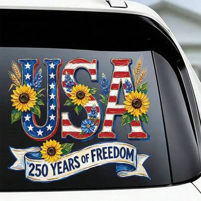 1pc Independence Day Sunflower Sunlight, Oil Painting Pattern With American Flag Colors Of Red, Blue, Yellow, And Bald Eagle Iconic Elements, Window Display Decal, DIY Removable Static Cling Glass Sticker, 250th Anniversary Celebration Sticker, Suitable For Balcony Glass, Doors, Windows, Home Decor, Room Decoration And More Scenarios