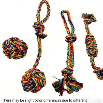 4件套中型犬牵引绳玩具，耐用耐咬玩具，适合狗狗磨牙，可作为狗狗训练玩具，缓解无聊和压力