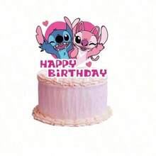 Disney 25 piezas de decoraciones para pasteles en forma de corazón con diseño de Stitch, decoraciones para pasteles para manualidades, fiestas de cumpleaños en casa - Multicolor - Ver 9