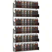 Hanging Spice Rack Wall Mounted, Narrow Spice Storage Rack, Suitable For Jar Storage, Kitchen, Cabinets Or Cabinet Doors - Silver - View 8
