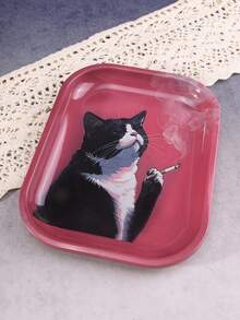 1个牛猫图案卷烟托盘，绝佳的卷烟工具，理想的节日礼物 - 印花款 - 查看 4