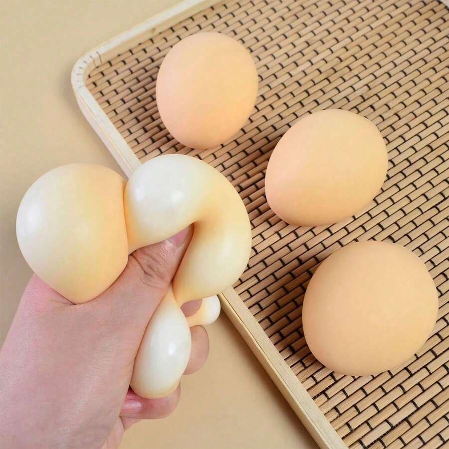 1个减压蛋壳挤压玩具，复活节彩蛋，手指旋转蛋，柔软慢回弹仿真蛋，可爱柔软挤压减压蛋 - 彩色 - 查看 1