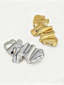 1枚精致厚实的女士珠宝法式胸针，优雅设计，小众奢华，不对称荷叶边花朵胸针，西装外套配饰 - 彩色 - 查看 1