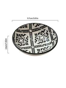 1pc Vintage Bohemian Ceramic Small Sauce Dish, Japanese Style Dipping Bowl, Soy Sauce Vinegar Dish, Hotel Cuisine Appetizer Plate, Creative Painted Multi-Functional Seasoning Tableware - Multicolor - View 2