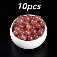 10颗天然宝石，包括粉晶、白水晶、黑曜石、虎眼石，优雅的DIY首饰制作珠子，完美礼物 - 彩色 - 查看 27