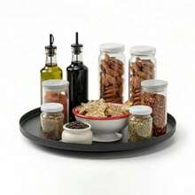 Metal Lazy Susan Organizer 9" Rotating Spice Rack Turntable Organizer Black 1 Tier Spinner Sge For Kitchen Countertop And Cabinet - màu đen - Xem 8