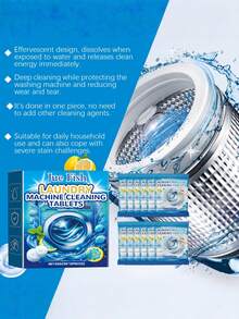 12pcs Washing Machine Cleaning Tablets, Deep Clean Drum And Agitator, Remove Limescale Residue And Odors, Fast Foaming, Long-Lasting Freshness, Lemon Scent. Washing Machine Cleaner, Laundry Detergent, Descaler, Deodorizer, Fragrance, (Best For New Models) - Solid State - View 5