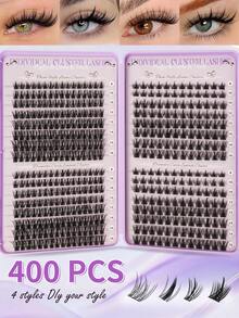 Bộ 400 sợi mi giả, uốn chữ C, số lượng lớn, chất lượng tốt nhất với giá thấp nhất, mi giả tự làm mới, mềm mại, mi giả 3D lông chồn, mi giả, trang điểm, nối mi, mi ngắn, tự làm mi, mi sáng màu, nối mi giả tự làm tại nhà - C - Xem 2