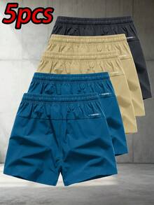 5-Pack Boys' Summer Quick-Drying Loose Ice Silk Casual Sports Shorts - Blue - View 2