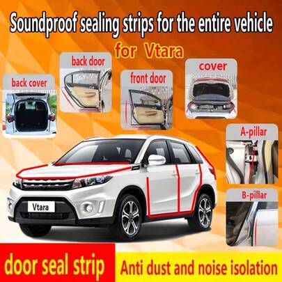 Suzuki Vitara Dedicated Car Door Seal Strip, Dustproof Soundproof Noise Reduction Seal Strips Modification, Automotive Shock Absorbing Pad Seal Strips Protection Soundproof Strips Full Car Seal Strips Center Console Accessories, Durable Sealing, Sealing Kit, Car Door And Trunk Barrier, Double-Layer Tape Layout, Saving Extra Adhesive Layer, For Car Door Surface Sealing, Anti-Rust Protection