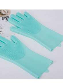 1个宠物洗澡手套，硅胶狗/猫洗澡刷按摩擦洗器美容工具 - 綠色 - 查看 4