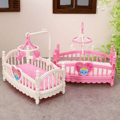 Juego de decoración de cama mecedora para muñecas, serie de muebles realistas, conjunto de accesorios de cama mecedora de dormitorio de simulación de casa de muñecas