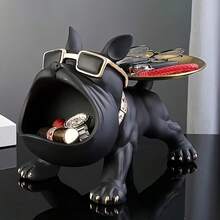 1件装法斗犬造型玄关收纳装饰，创意托盘钥匙架，鞋柜奢华家居装饰 - 查看 3