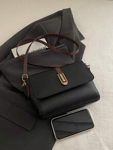 2026 Nueva Bolsa Cruzada Cuadrada de Cuero Suave, Bolso de Hombro con Sensación de Alta Gama, Adecuado para Madres, al por Mayor para Comercio Electrónico Transfronterizo - Negro - Ver 3