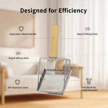Stainless Steel Perforated Cat Litter Scoop, Metal Two-In-One Cat Litter Scoop, Special Tofu Sand Cat Litter Dedicated Scoop, Convenient Cat Litter Scoop, Cat Feces Scoop, Coarse And Precise Cutouts Dual-Purpose Cat Litter Cleaning Tool, Essential Item For Pet Cats, Pet Cat And Dog Supplies, Multi-Functional Use Tool, Beach Scoop Sand Tool, Shell Collecting And Sand Leakage Removal Tool - Multicolor - View 7