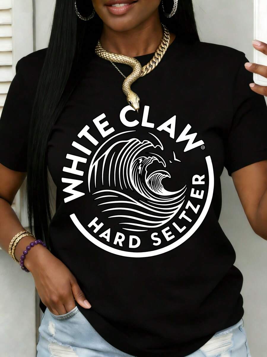 White Claw Hard Seltzer Logo T-Shirt For Women And Men Casual Wear Perfect For Outdoor Activities And Leisure Time Suitable For Sports And Recreation - màu đen - Xem 1