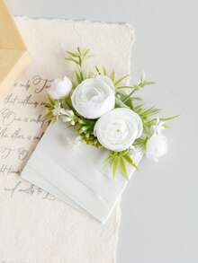 1 pieza Boutonnière de bolsillo, flor artificial blanca para solapa, adecuada para el novio, bodas, galas, regreso a casa, aniversarios, graduaciones, también adecuada para el Día de San Valentín - Flor en el ojal - Ver 8