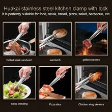 Locking Stainless Steel Kitchen Tongs, 12-Inch Grill Tongs,Heat-Resistant Up To 600°C, Precision Serrated Tip Design - A - View 4