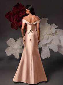 Vestido de noche elegante de cintura alta para mujer VIPGIRL - Oro rosa - Ver 2